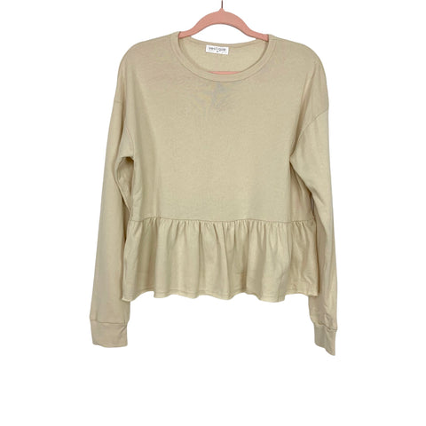 Vestique Cream Basic Beauty Peplum Top NWT- Size M