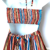 Luxxel Striped Halter Smocked Back Maxi Dress- Size S