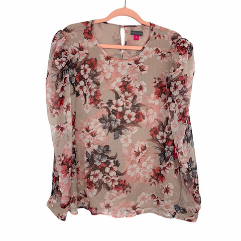 Vince Camuto Sheer Floral Puff Shoulder Blouse NWT- Size L (sold out online)