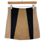 She + Sky Taupe/Black Color Block Suede Skirt NWT- Size S
