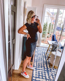 Missufe Black Ruched Sides T-Shirt Dress- Size S