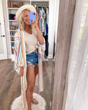 America & Beyond Colorful Striped Maxi Kimono NWT- Size S/M