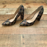 Marc Fisher Metallic Plaid Pointy Toe Chunky Heel Pumps- Size 7.5