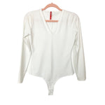 Spanx White Long Sleeve Thong Bodysuit- Size M