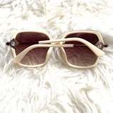 No Brand White and Brown Sunglasses with Rhinestone Detail
