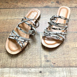 Thalia Sodi Animal Print/Rhinestone Strappy Sandals- Size 9