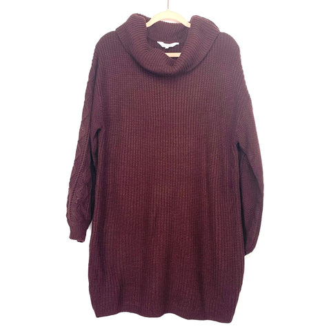 Amaryllis x Almost Ready Blog Wine Turtleneck Sweater Dress- Size L
