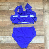 No Brand Royal Blue High Waisted Ruffle Top Two Piece Set- Size M (sold as set)