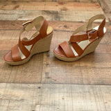 Michael Kors Leather Strap Espadrille Wedge Sandals- Size 7