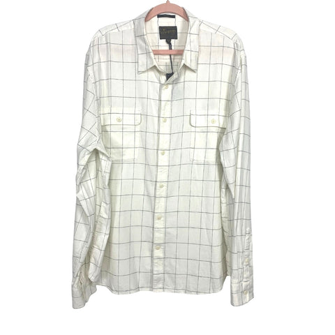 Lucky Brand White Plaid Button Up Shirt NWT- Size XXL