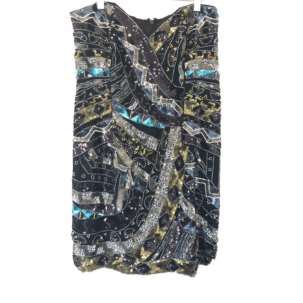 French Connection Carnival Strapless Sequins and Beaded Dress- Size 12 – The Saved Collection