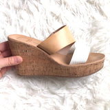 Dolce Vita Tan and White Strap Cork Wedges- Size 7.5