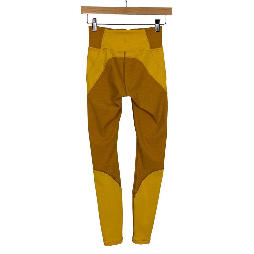 Lululemon Yellow/Mustard Color Block Leggings- Size 4 (Inseam 27
