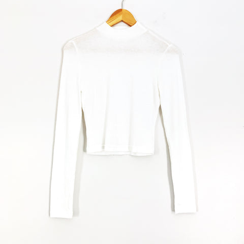 Vestique White Mock Neck Long Sleeve Blouse- Size M