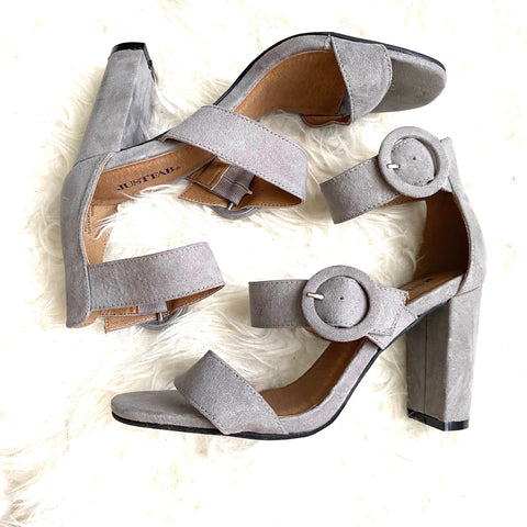 JUSTFAB Grey Multi Ankle Strap Block Heel- Size 7 (GREAT CONDITION)