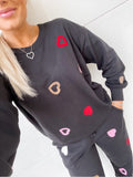 Lou & Grey Black Heart Cotton Terry Sweatpants- Size S (sold out online, we have matching sweatshirt)