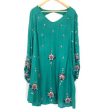 Free People Teal Embroidered Oxford Dress- Size XS (see notes)