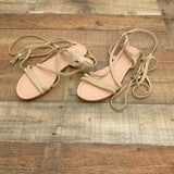 Asos Shoes Tan Tie Up Ankle Sandals- Size 8