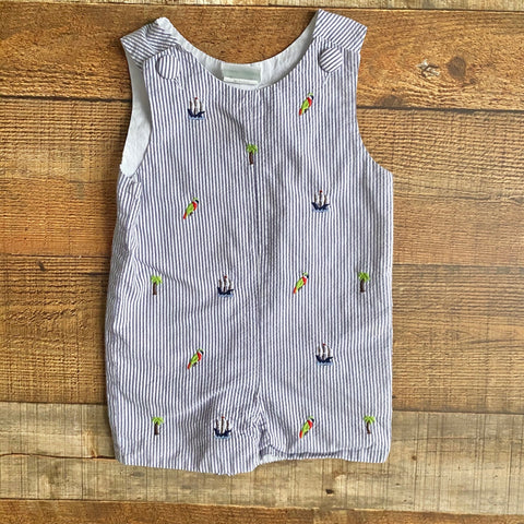 Zuccini Blue Striped Embroidered Outfit- Size 24M
