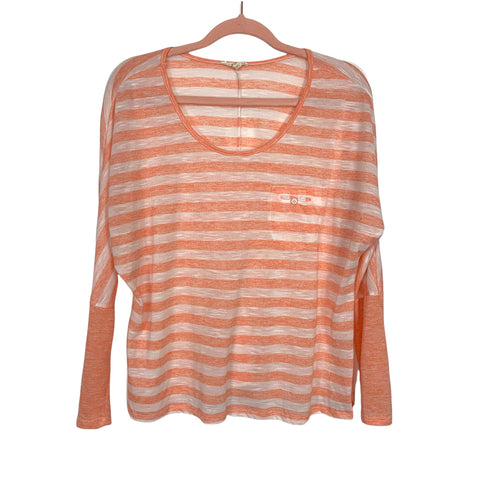 Hem & Thread Orange and White Striped Front Pocket Top- One Size (fits like S/M)