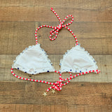 No Brand White/Blue Polka Dot White/Pink Stripe String Swim Top- Size ~S (See Notes- We Have Matching Bottom!)