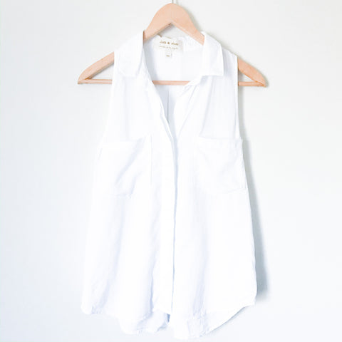 Cloth & Stone White Pocket Button Up Tank- Size XS