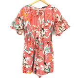 Express Deep Rose Romper with Floral Pattern Romper- Size S