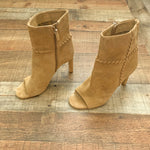 Vince Camuto Sashane Suede Peep-Toe Ankle Booties- Size 7