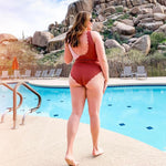 Marysia Canyon Point Scalloped Two-Tone Stretch-Crepe One Piece Swimsuit- Size L (sold out online)
