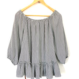Bailey 44 Striped Ruffle Hem Blouse with Belted Waist- Size S