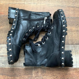 Schutz Black Andrea Leather Chunky Combat Boot With Lug Sole & Metal Studs- Size 9