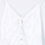 Forever 21 White Eyelet Tie Front Romper with Buttons NWT- Size S