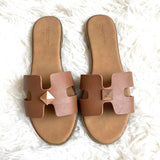 Bamboo Brown Single Stud Slip On Sandals - Size 7.5