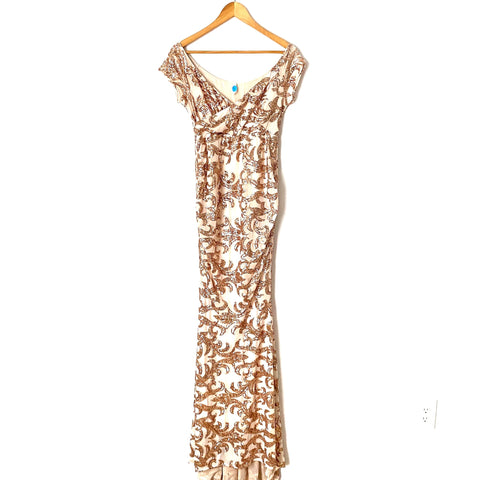 Pink Blush Maternity Rose Gold Evening Gown- Size S