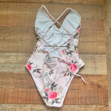Cupshe Light Pink Floral Print Swimsuit- Size S