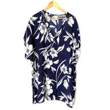 Kona Sol Navy Floral Cover Up- Size XL