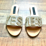 Steven By Steve Madden Canvas Beaded "Yes Please" Sandals- Size 8