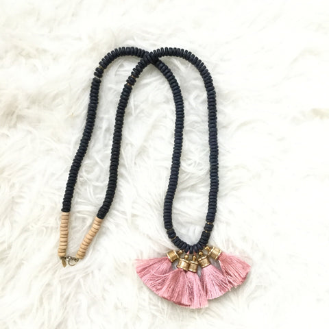 Sylvia Benson Pink Tassel Necklace