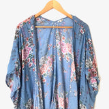 En Creme Blue Floral Print Kimono- Size S