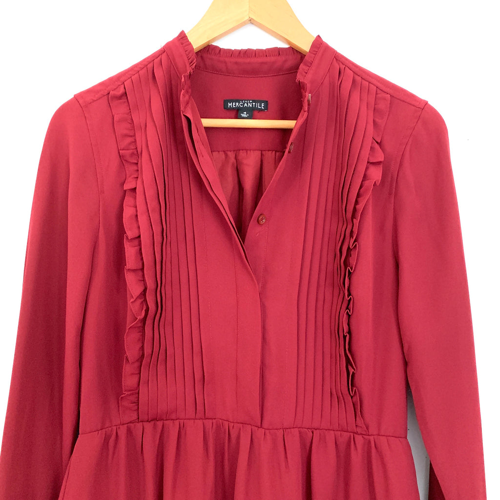 j crew red ruffle dress NWT J Crew V Neck Ruffle Dress Bouquet $90 AO862 Size 0 Red Briar 710