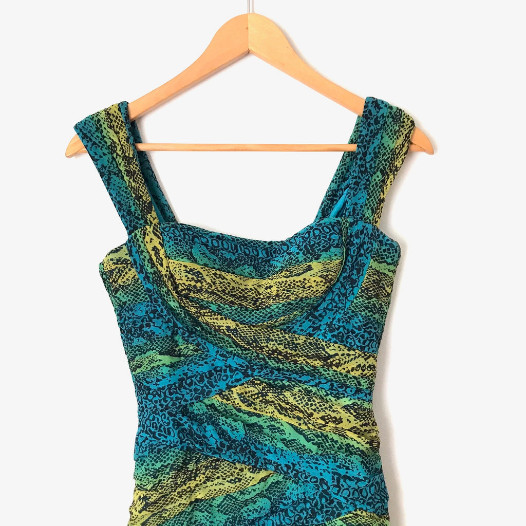 BCBG Maxazria Blue and Green Snakeskin Print Dress- Size XS The Saved Collection BCBG Maxazria Blue and Green Snakeskin Print Dress- Size XS The Saved Collection