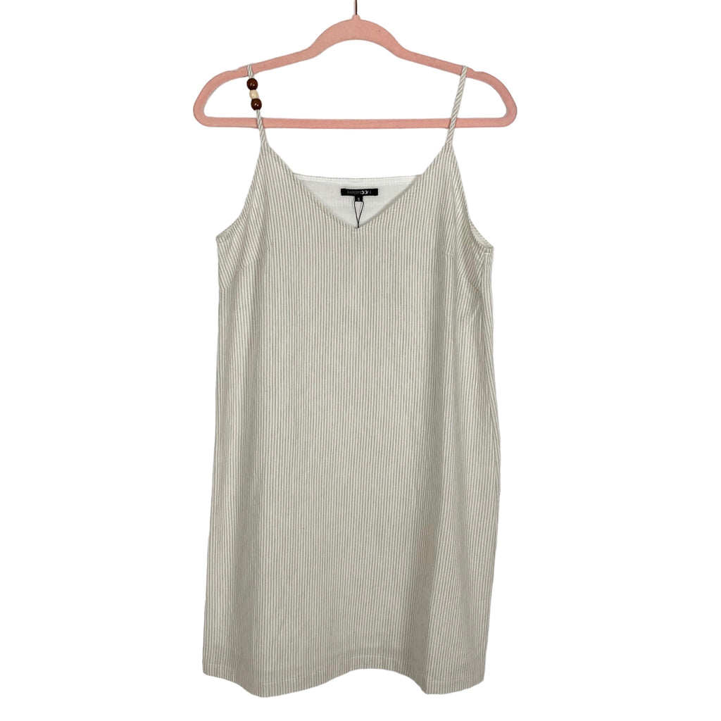 cream cami dress Solid Color Open Back Cotton Cami Dress in Cream White L