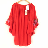 Entro Off the Shoulder Embroidered Bell Sleeve Dress NWT- Size S