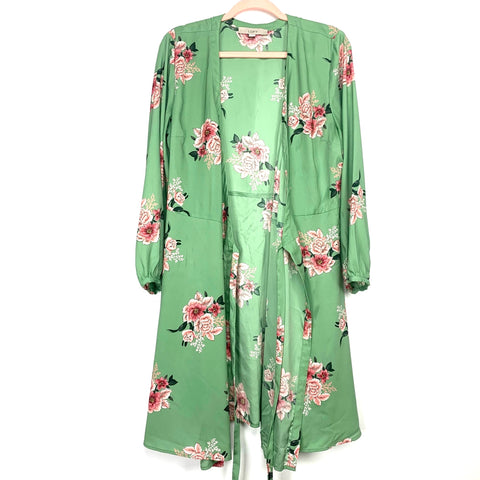 Loft Green Floral Wrap Dress- Size 12 The Saved Collection Loft Green Floral Wrap Dress- Size 12 The Saved Collection