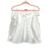 J.ING White Button Up Collared Off the Shoulder Blouse- Size ~XS