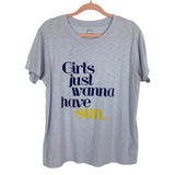 J. Crew Light Blue Girls Just Wanna Have Sun Tee- Size L (see notes)