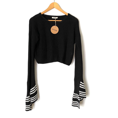 Essue Black Open Knit Cropped Sweater NWT- Size S