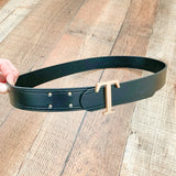 No Brand Black Belt With Gold T