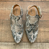 Qupid Faux Leather Snakeskin Slingback Sandals- Size 7