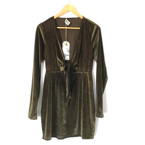 Show me Your Mumu Olive Green Front Keyhole Dress NWT- Size S